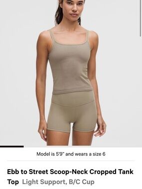 lululemon athletica Ribbed Scoop-Neck Cropped Tank — Taupe